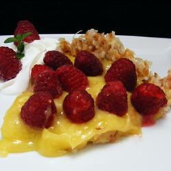 Raspberry-Lemon Pie In a Toasted Coconut Crust