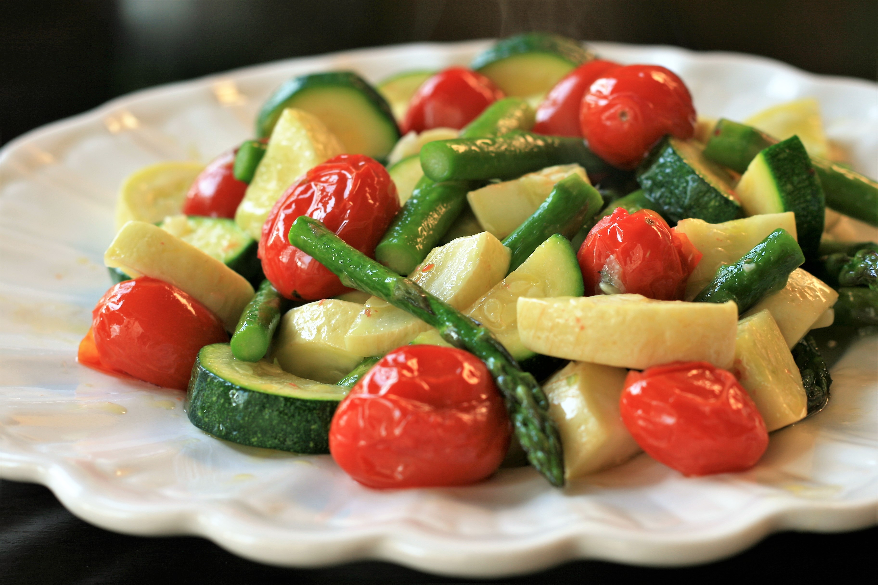 Roasted Asparagus, Zucchini, and Tomatoes