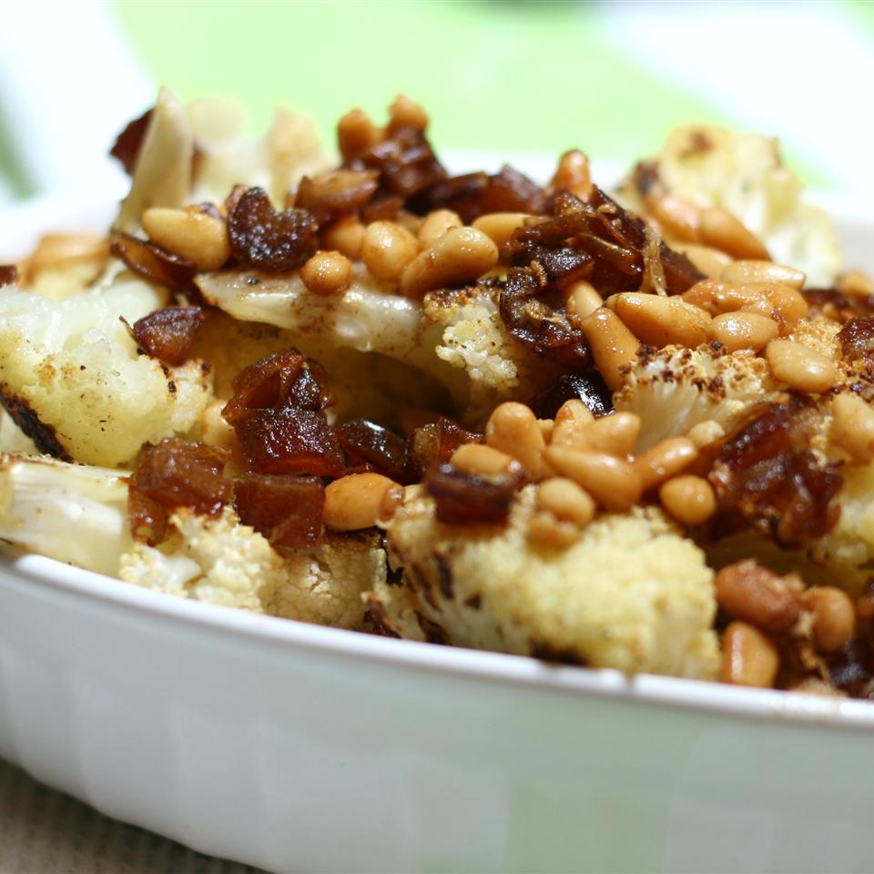 Roasted Cauliflower with Dates and Pine Nuts