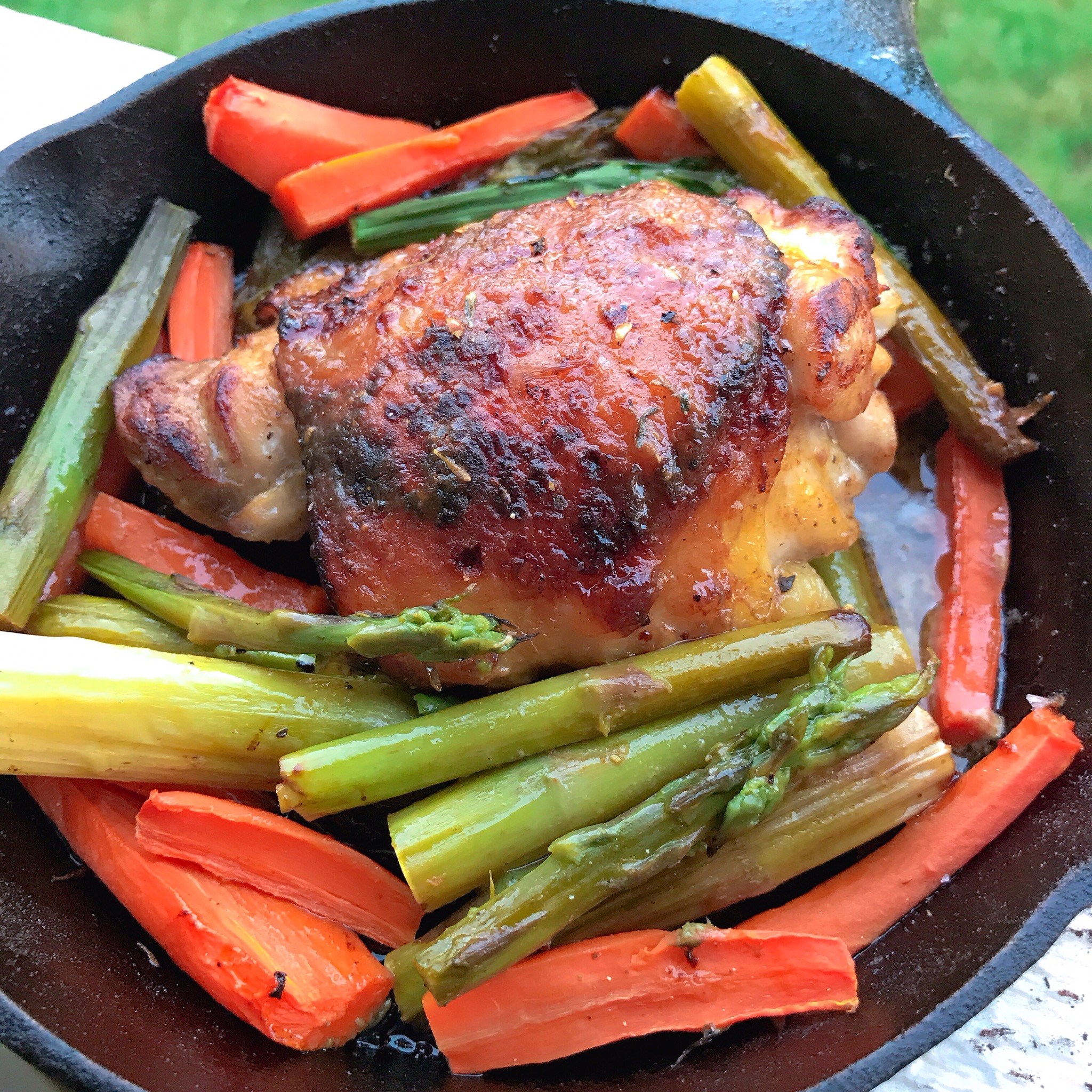Roasted Honey-Mustard Chicken Thighs with Vegetables