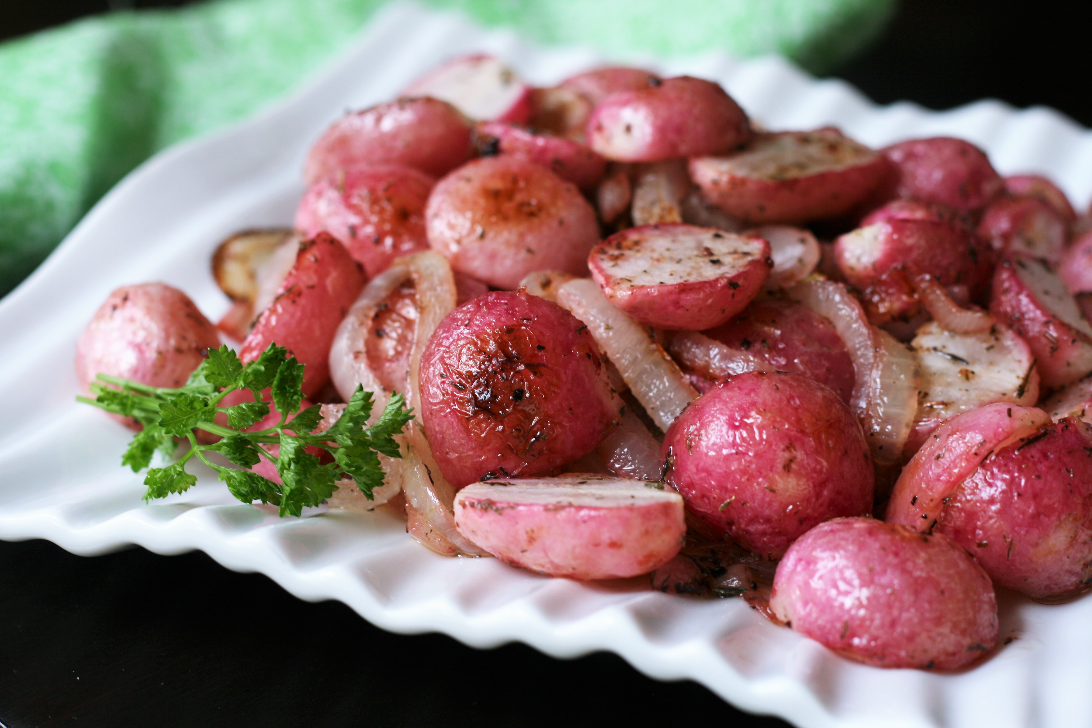 Roasted Radishes with Onions