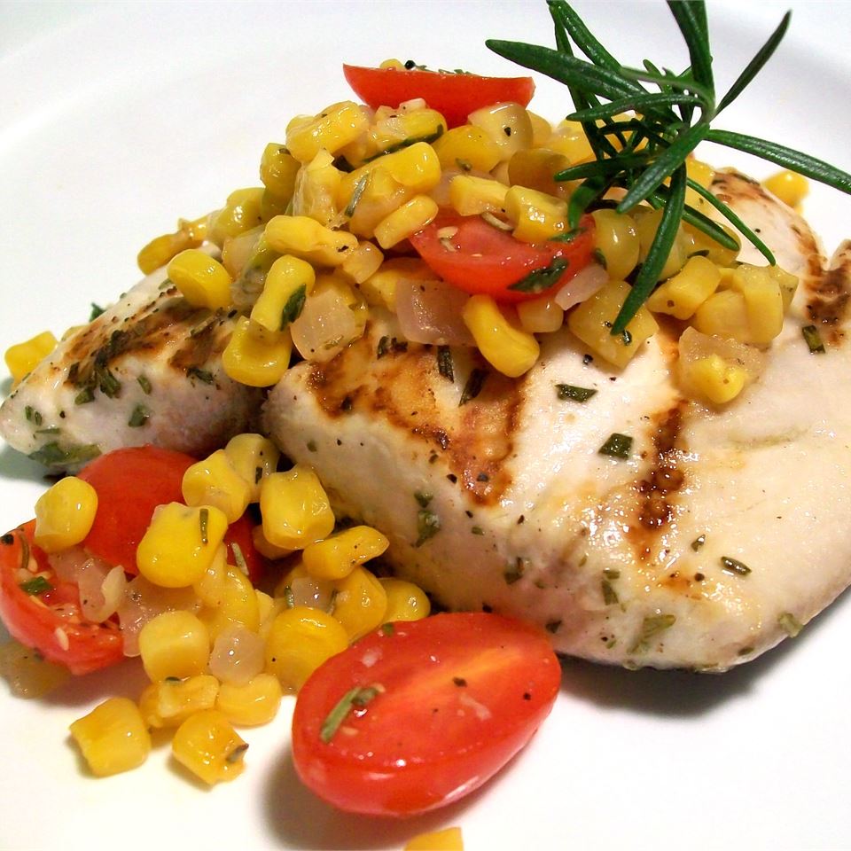 Rosemary Marlin with Roasted Corn and Tomato Relish