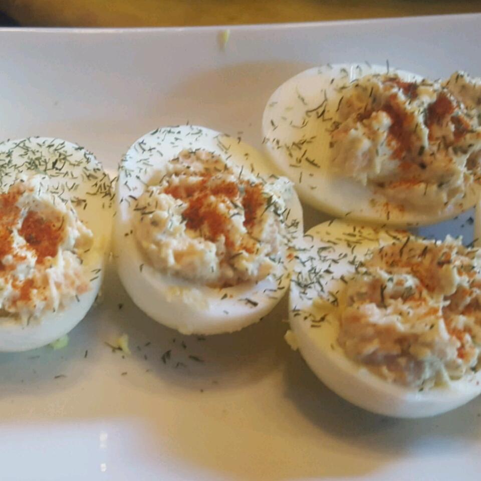 Salmon Deviled Eggs with Homemade Mayonnaise