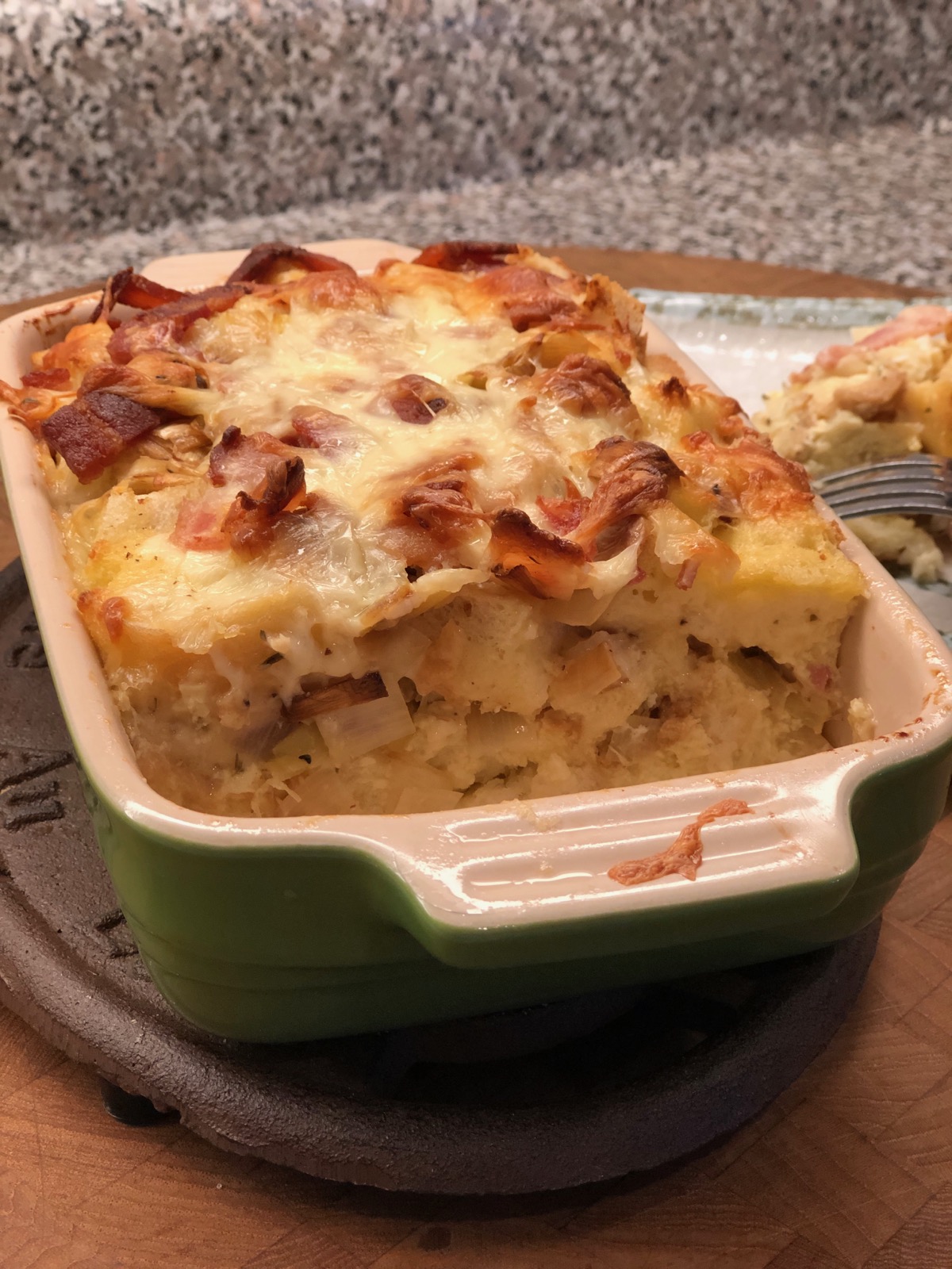 Savory Leek and Bacon Bread Pudding