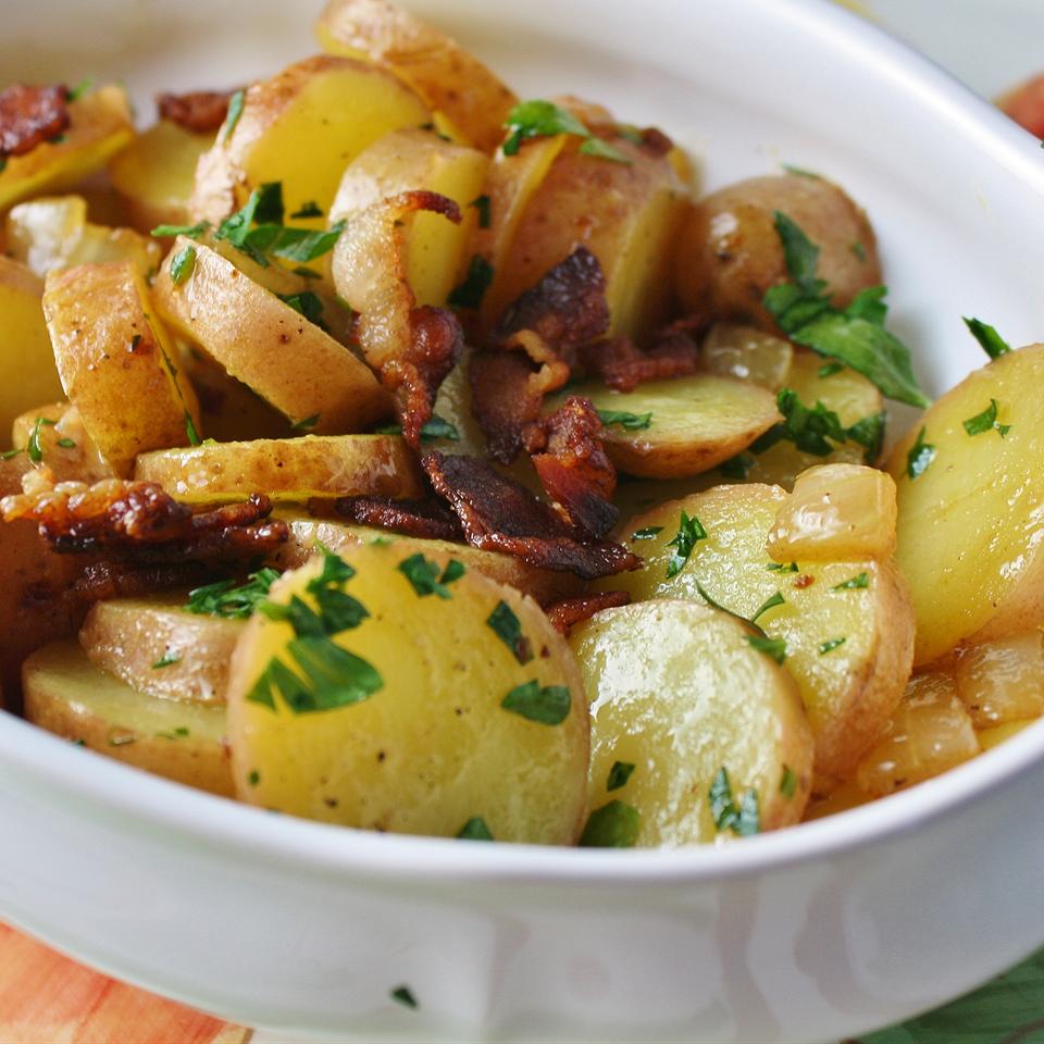 Sliced Potatoes with Bacon and Parsley