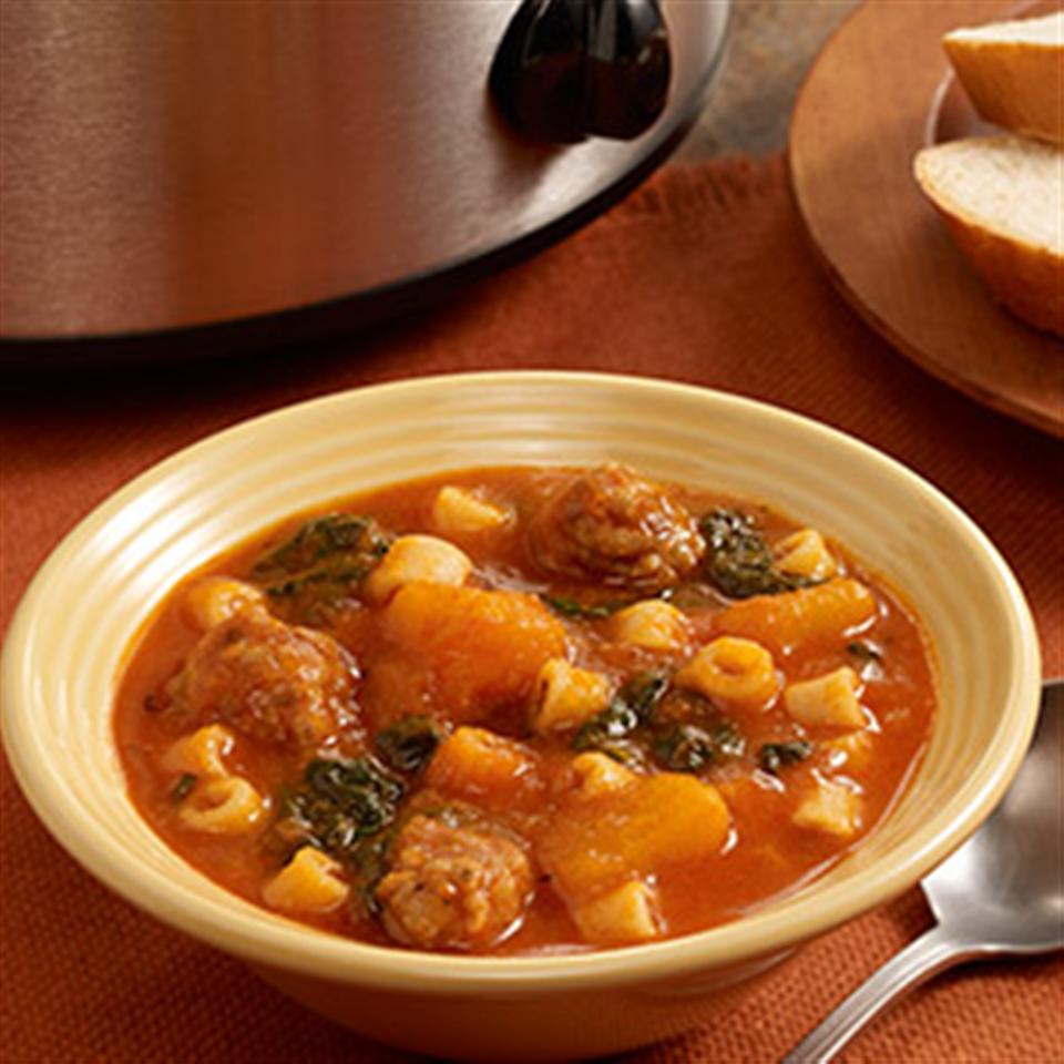 Slow Cooker Butternut Squash Soup with Sausage