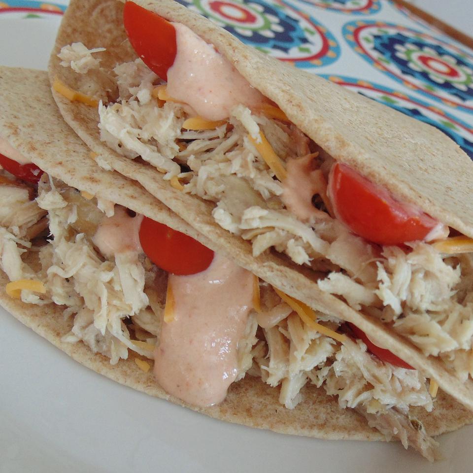 Slow Cooker Chicken Tacos with Chipotle Cream Sauce