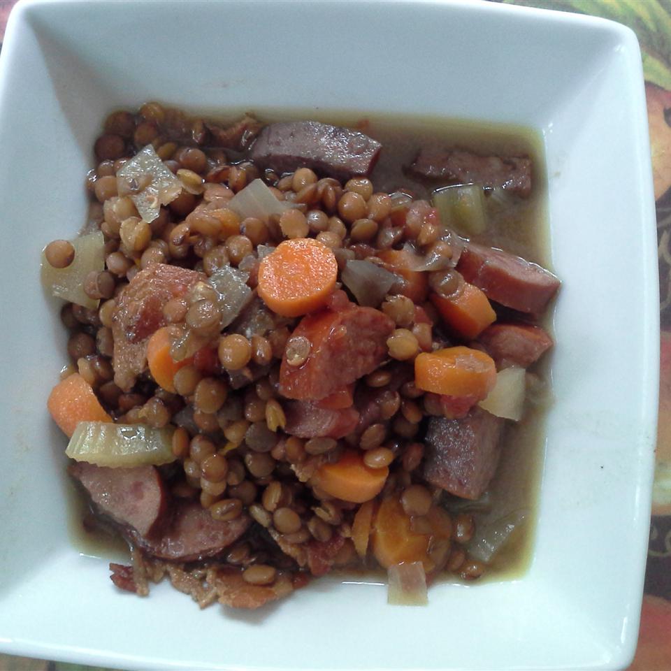 Slow Cooker Lentils and Sausage