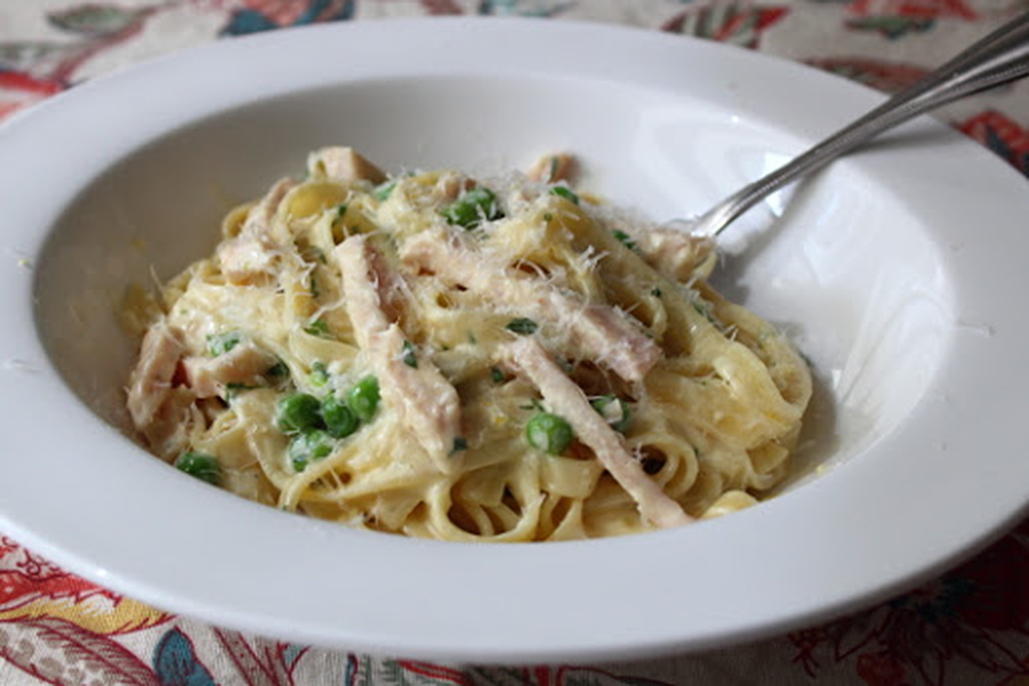 Smoked Turkey and Spring Pea Fettuccine
