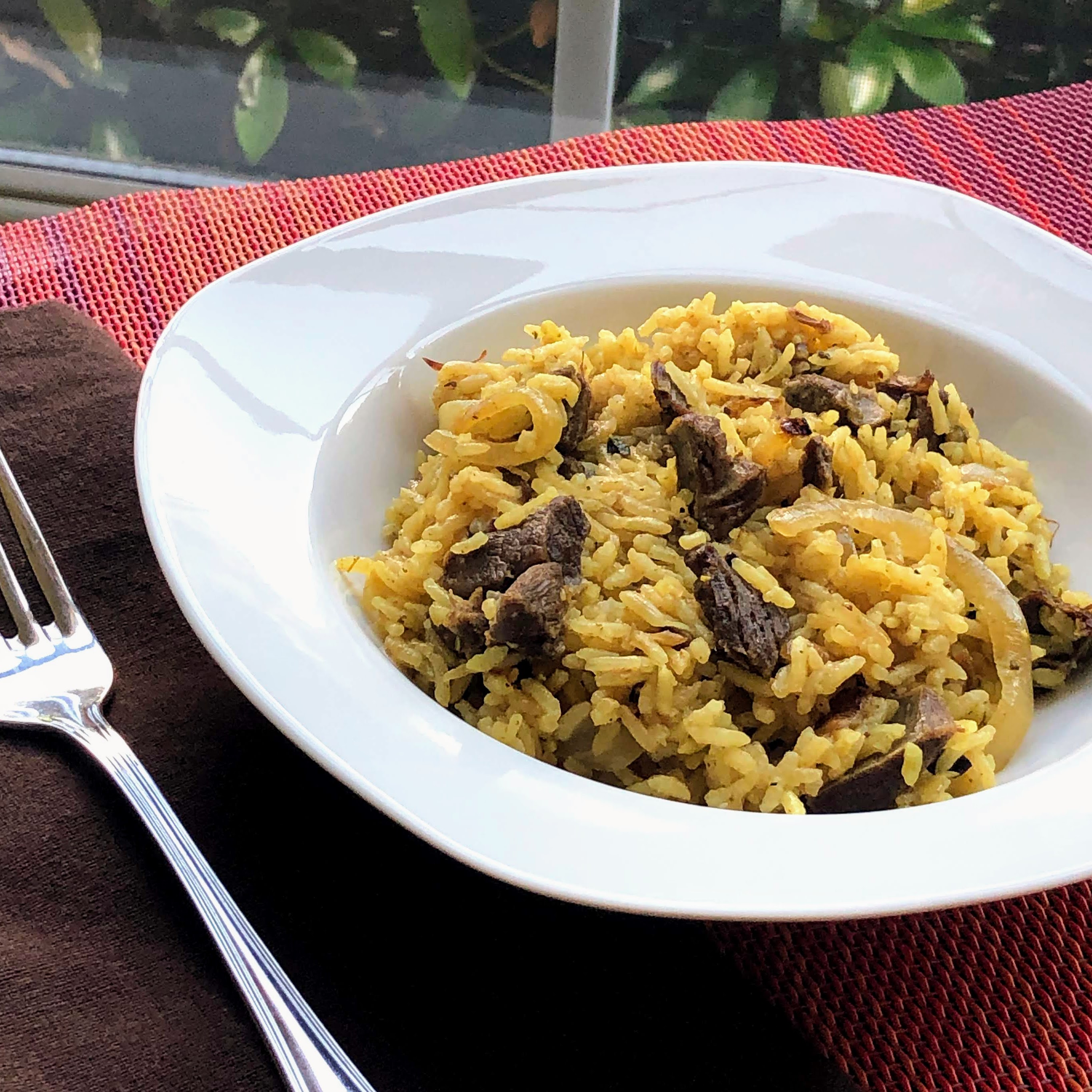 Spicy Goat Curried Rice Pilaf