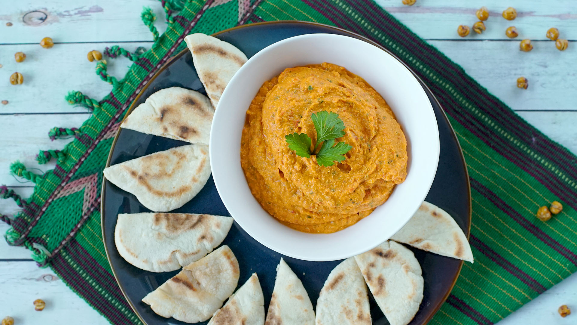 Spicy Roasted Red Pepper and Feta Hummus