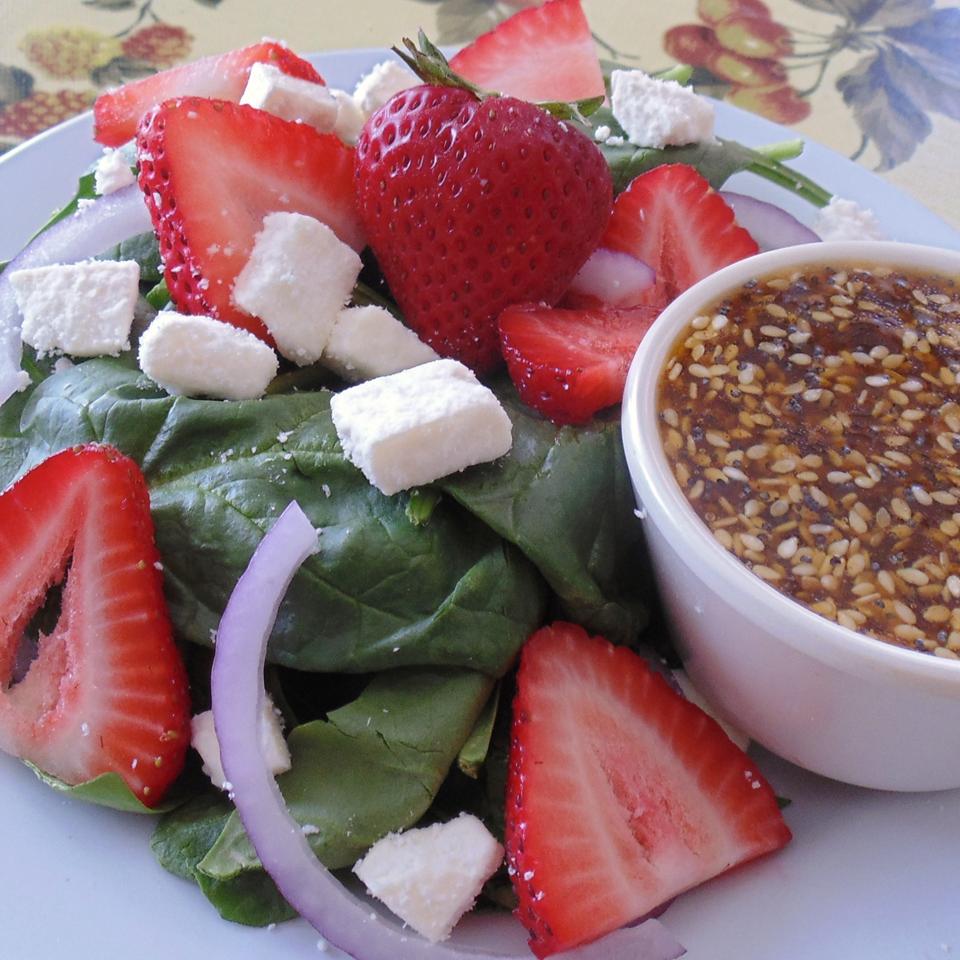 Spinach and Strawberry Salad with Feta Cheese