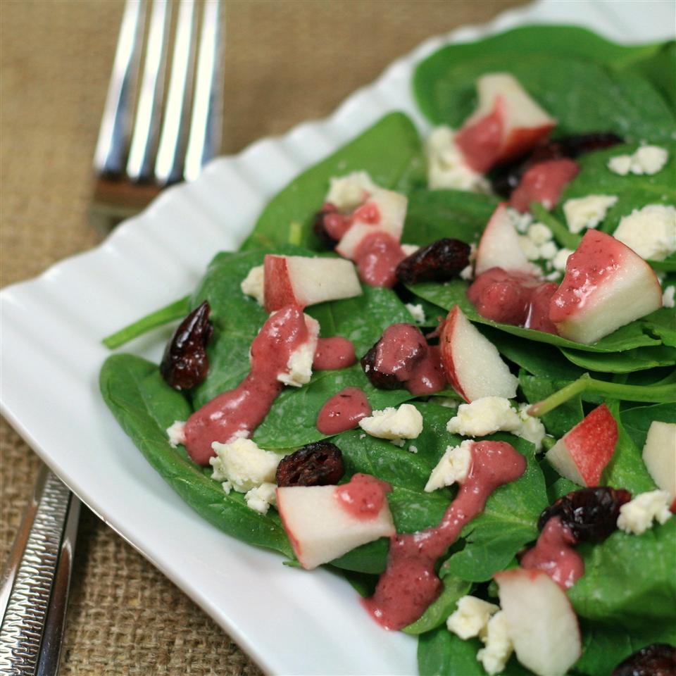 Spinach Salad with Pomegranate Cranberry Dressing