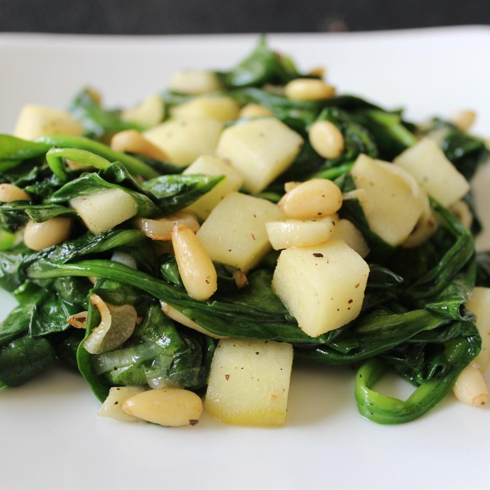 Spinach with Apples and Pine Nuts