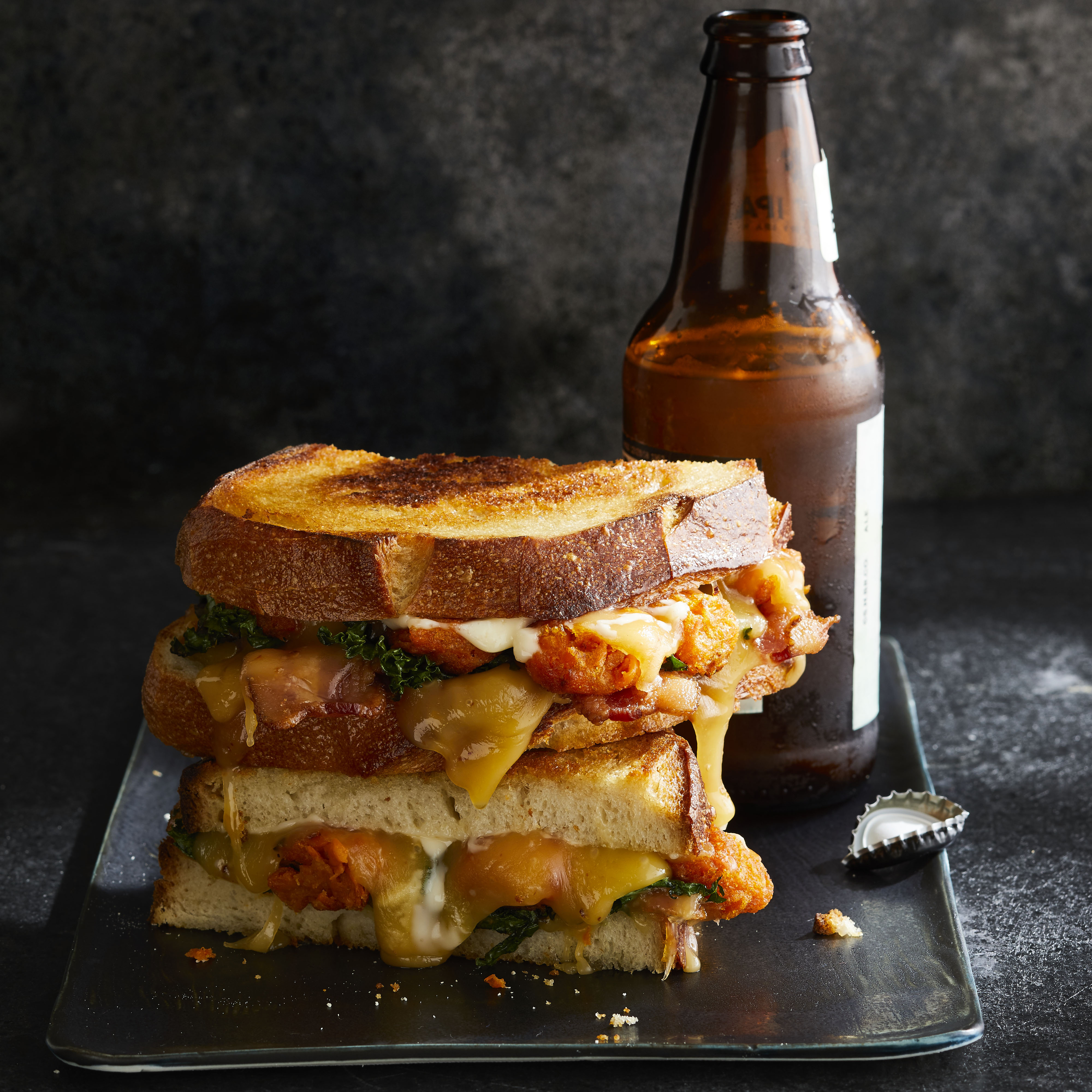 Sriracha Gouda Grilled Cheese with Sweet Potato Tots
