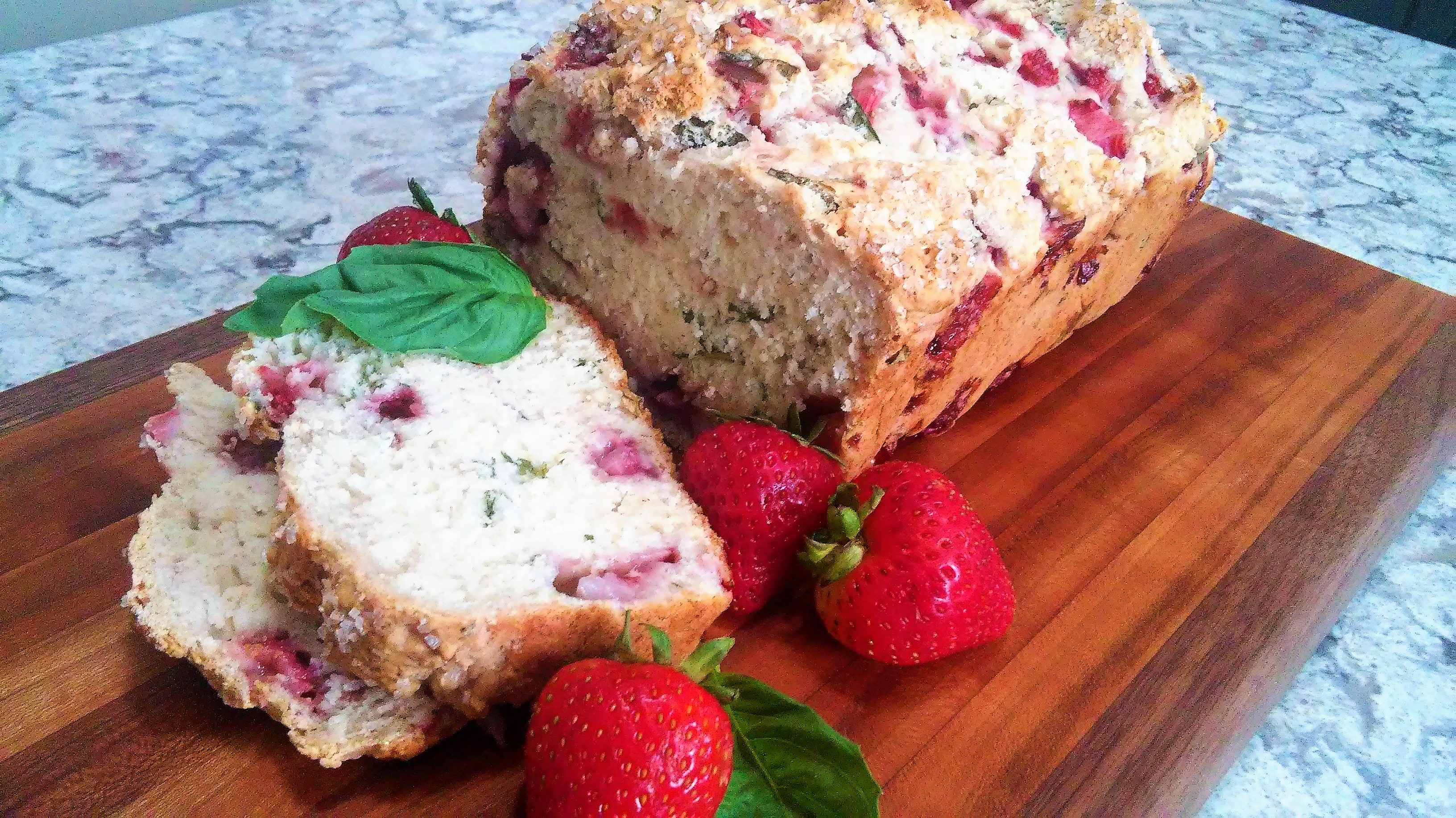 Strawberry Beer Bread with Fresh Basil