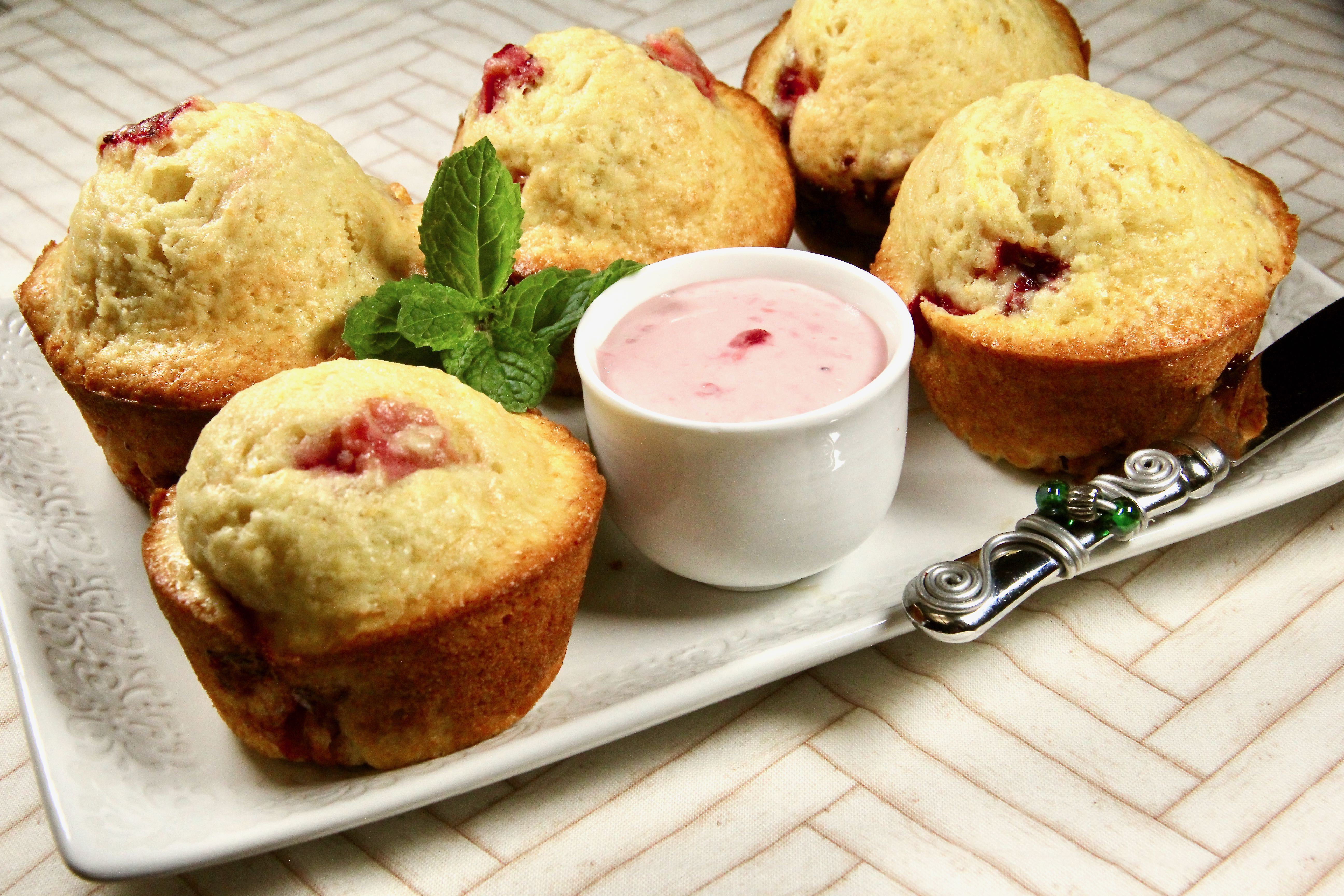 Strawberry Muffins with Cream Cheese Spread