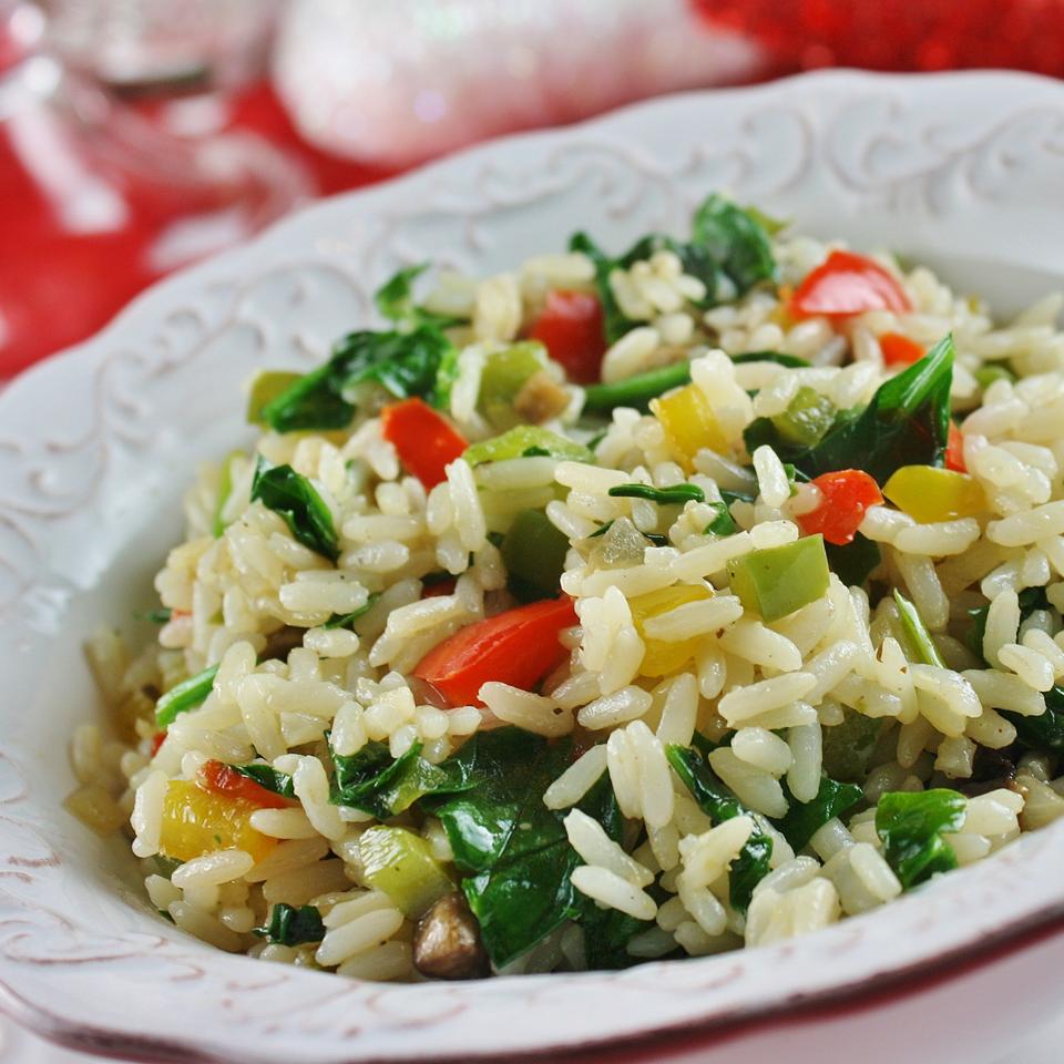 Sunny Pepper Parmesan Rice with Spinach