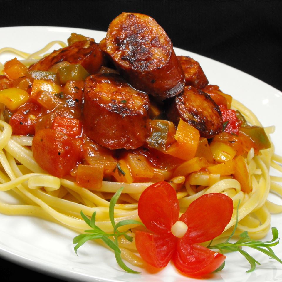 Sweet Italian Sausage Ragout with Linguine