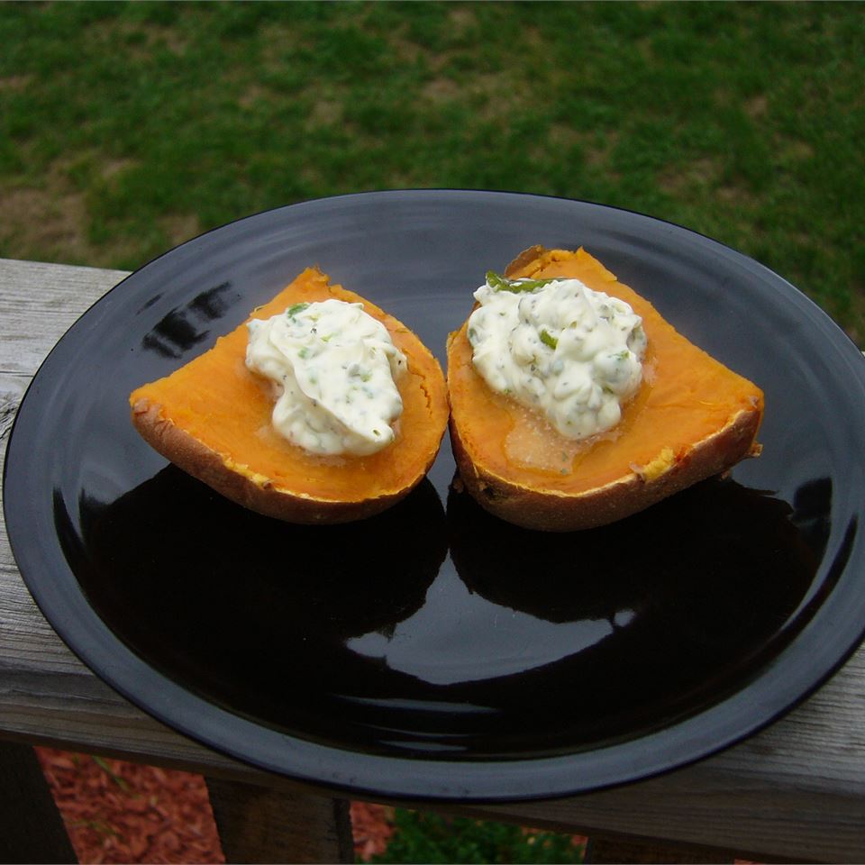 Sweet Potatoes with Poblano Butter Topping