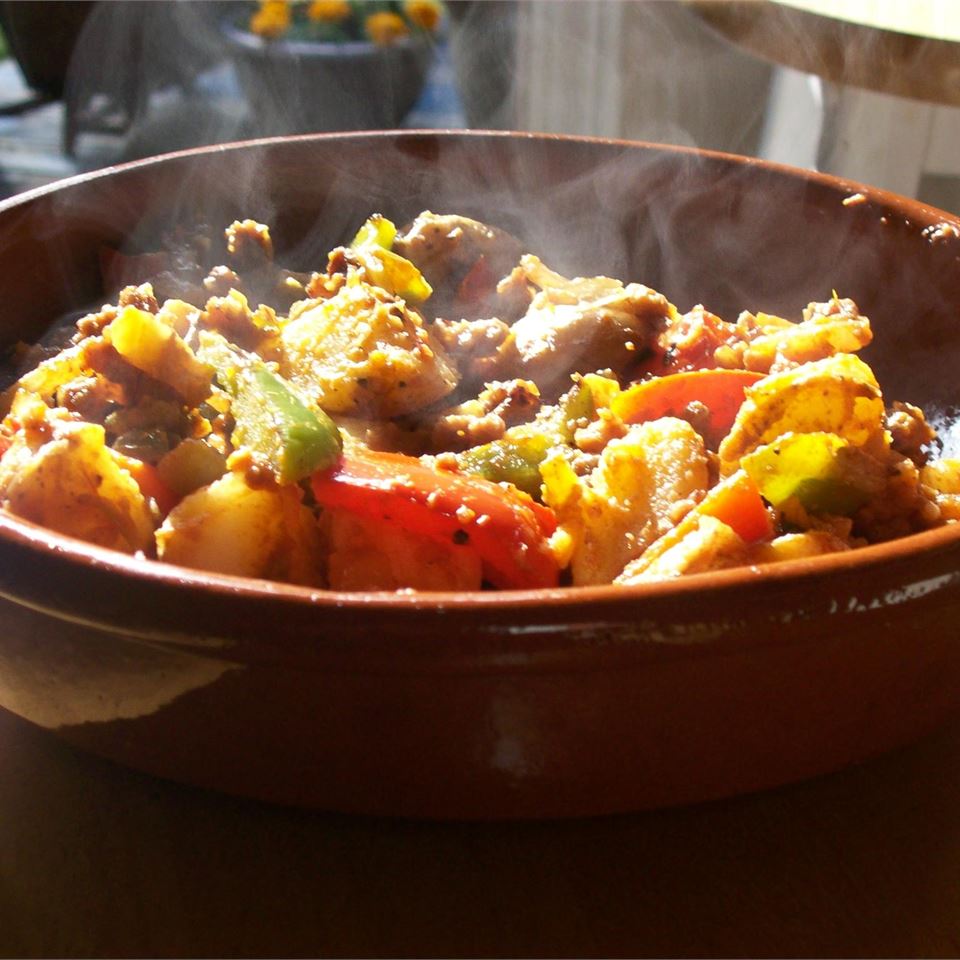 Sweet Potatoes with Sausage and Peppers