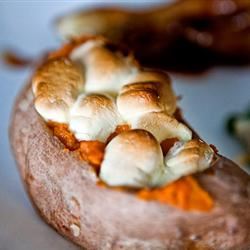 Twice-Baked Sweet Potatoes With Mini Marshmallows