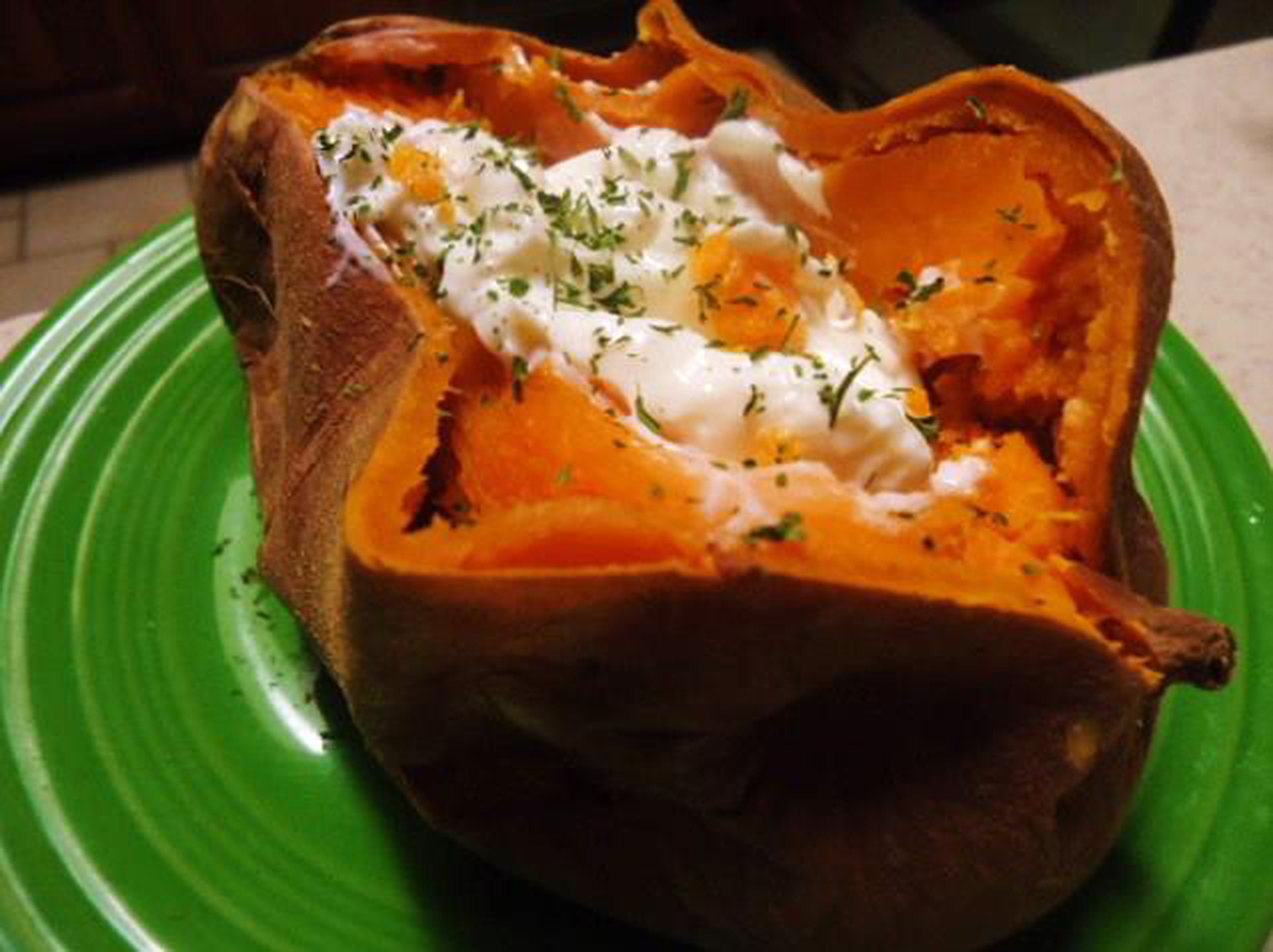 Twice Baked Sweet Potatoes with Ricotta Cheese