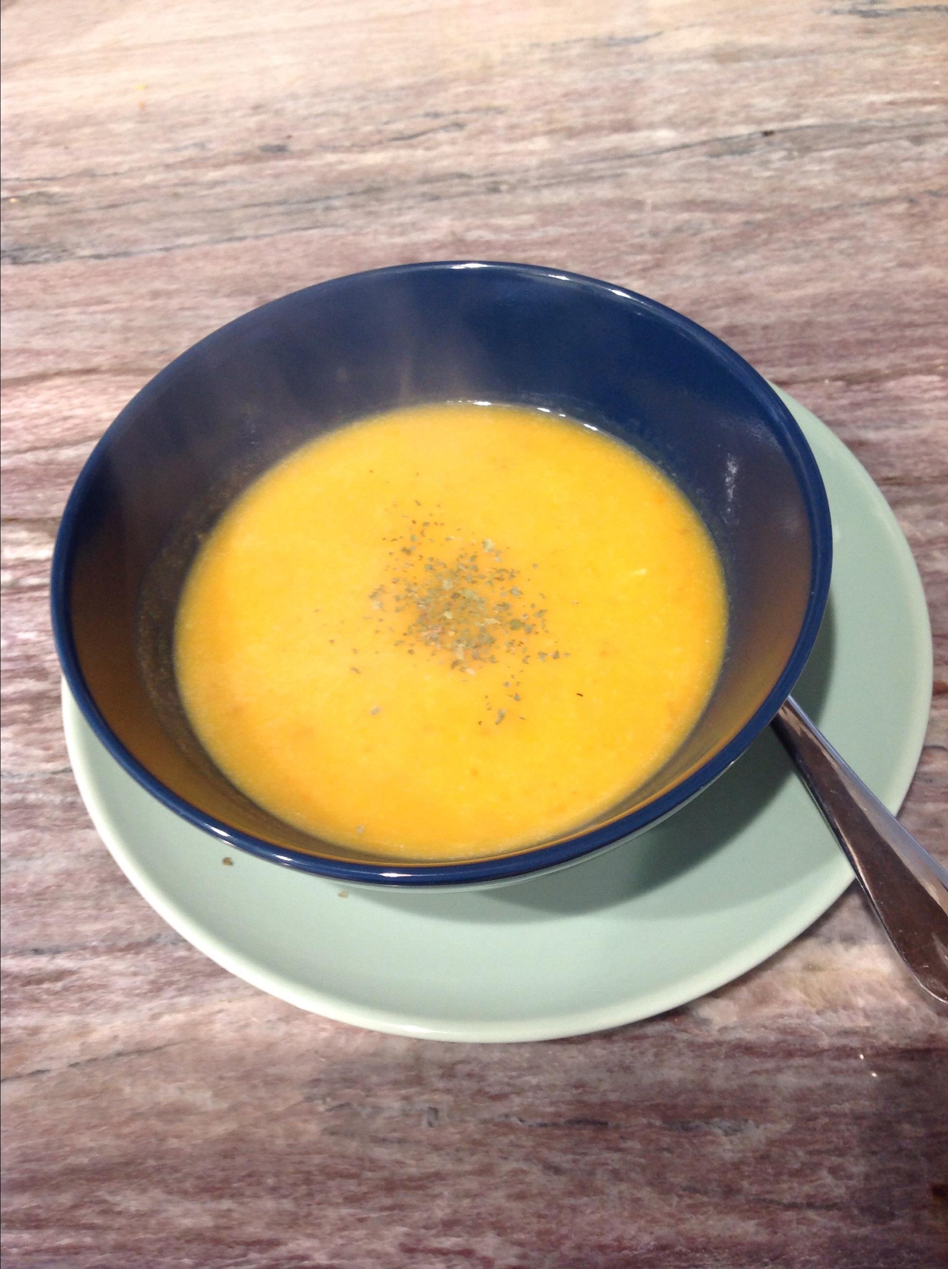 Vegan Butternut Squash Soup with Ginger, Apple, and Coconut Milk