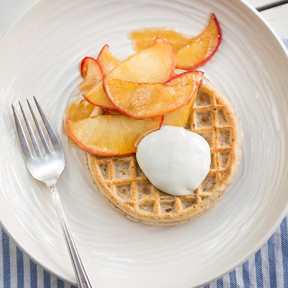 Waffles with Caramelized Apples and Yogurt