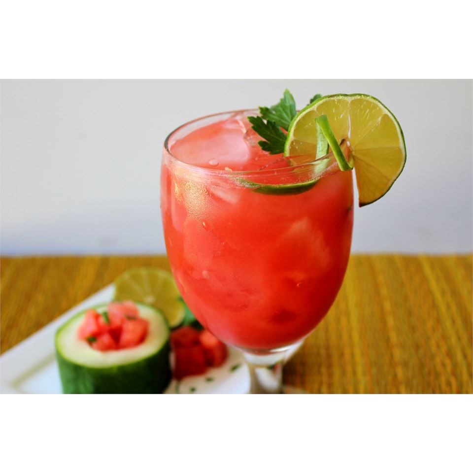 Watermelon and Cucumber Juice with a Spritz of Lime