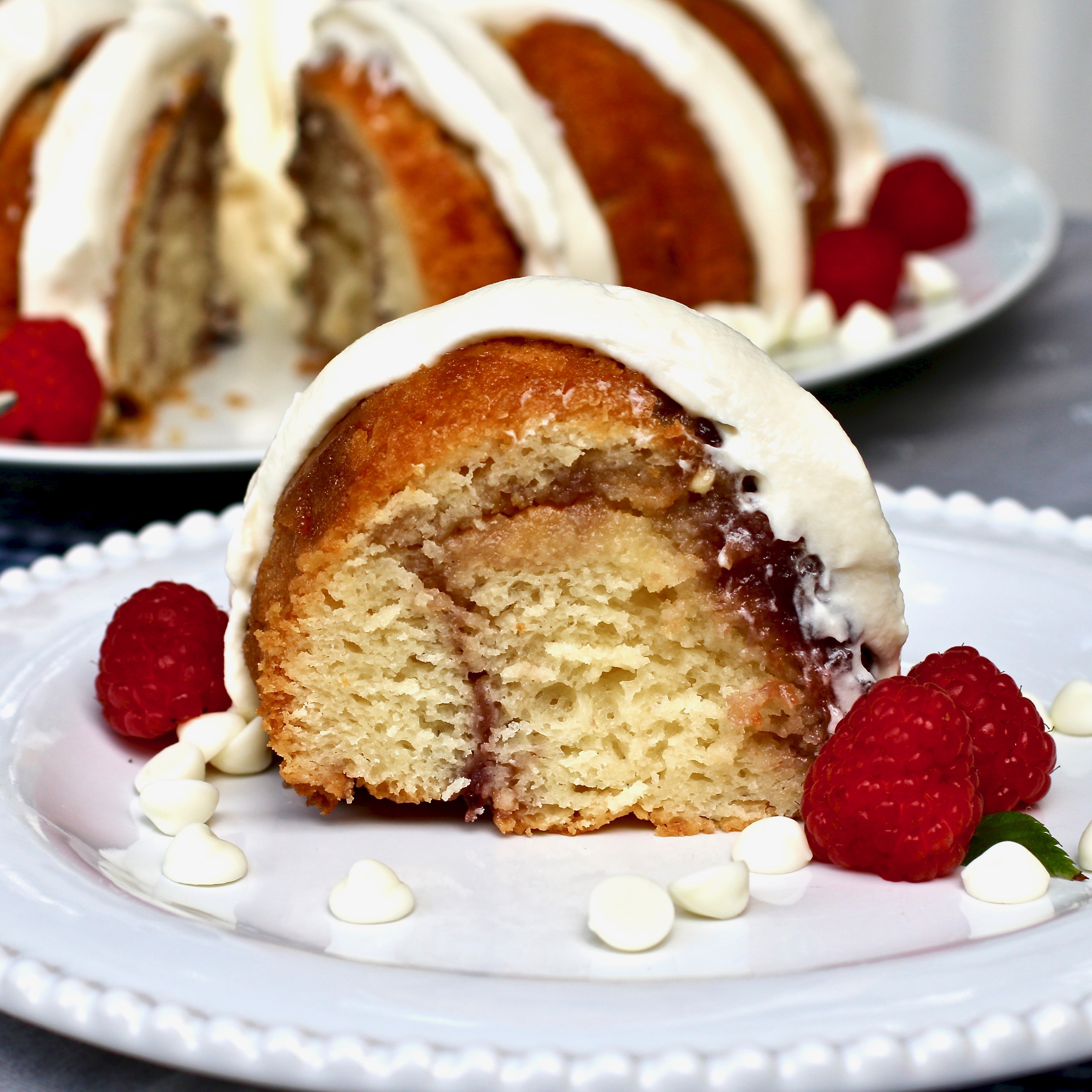 White Chocolate-Raspberry Bundt® Cake